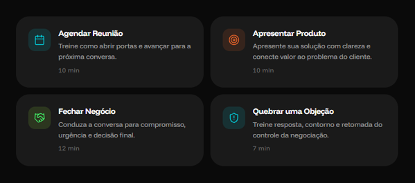 Tela de escolha de categoria da sessão na plataforma Zutra